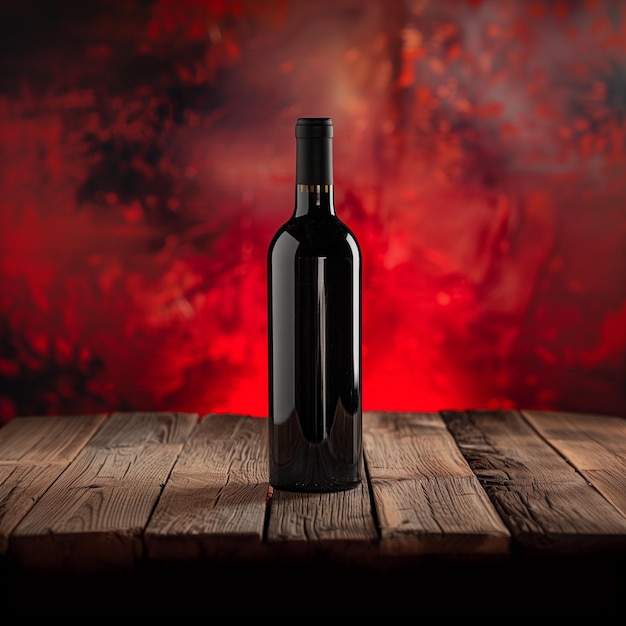 Photo elegance in red classic wine bottle presentation