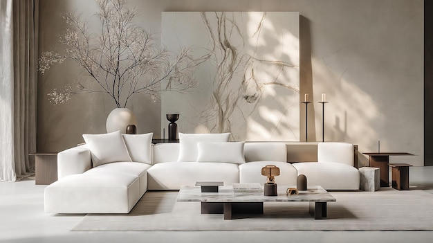 Фото Элегантность переопределена минималистический роскошный интерьер дома, вызывающий современную изысканность