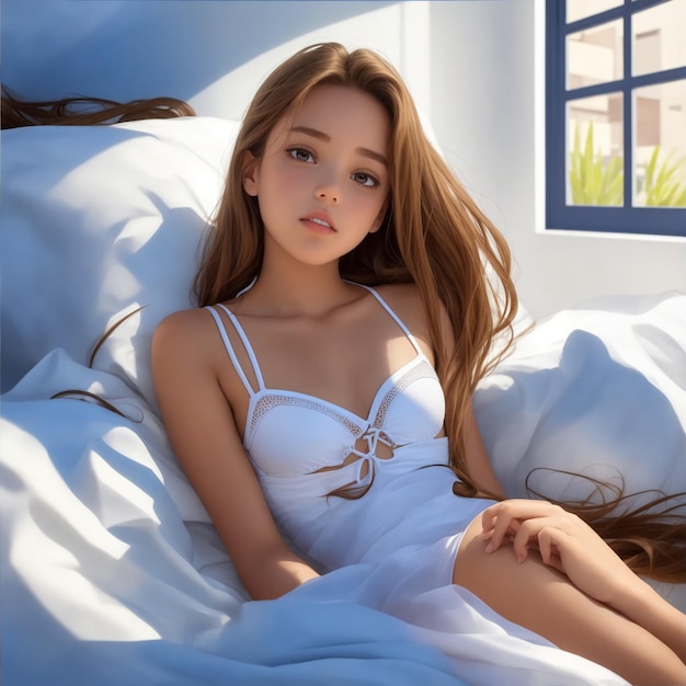 Premium Ai Image A Elegance And Sexy Beautiful Girl With White Color