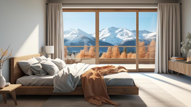 Elegance in Simplicity Minimalist Bedroom Retreat with Mountain View