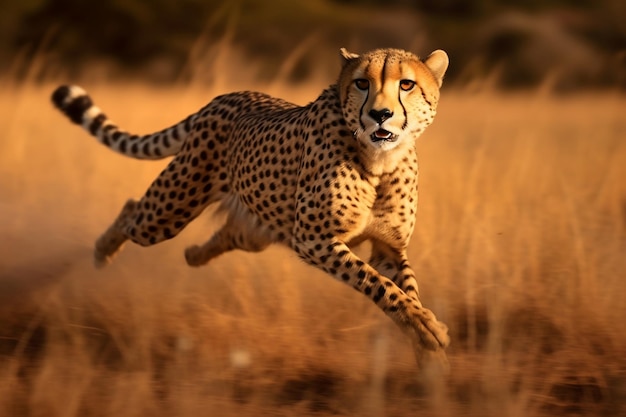 Elegance and Speed of a Cheetah Majestic Grace in Motion Generative AI