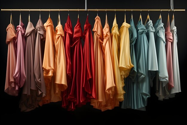 Elegance suspended in air clothes drape gracefully on a rack