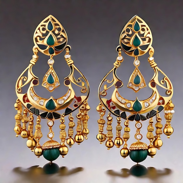 Elegance Unveiled A Collection of Gold Earrings Ornaments and PatharDesign Red Jewels