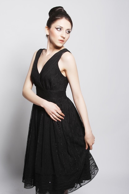 Elegance woman in black dress