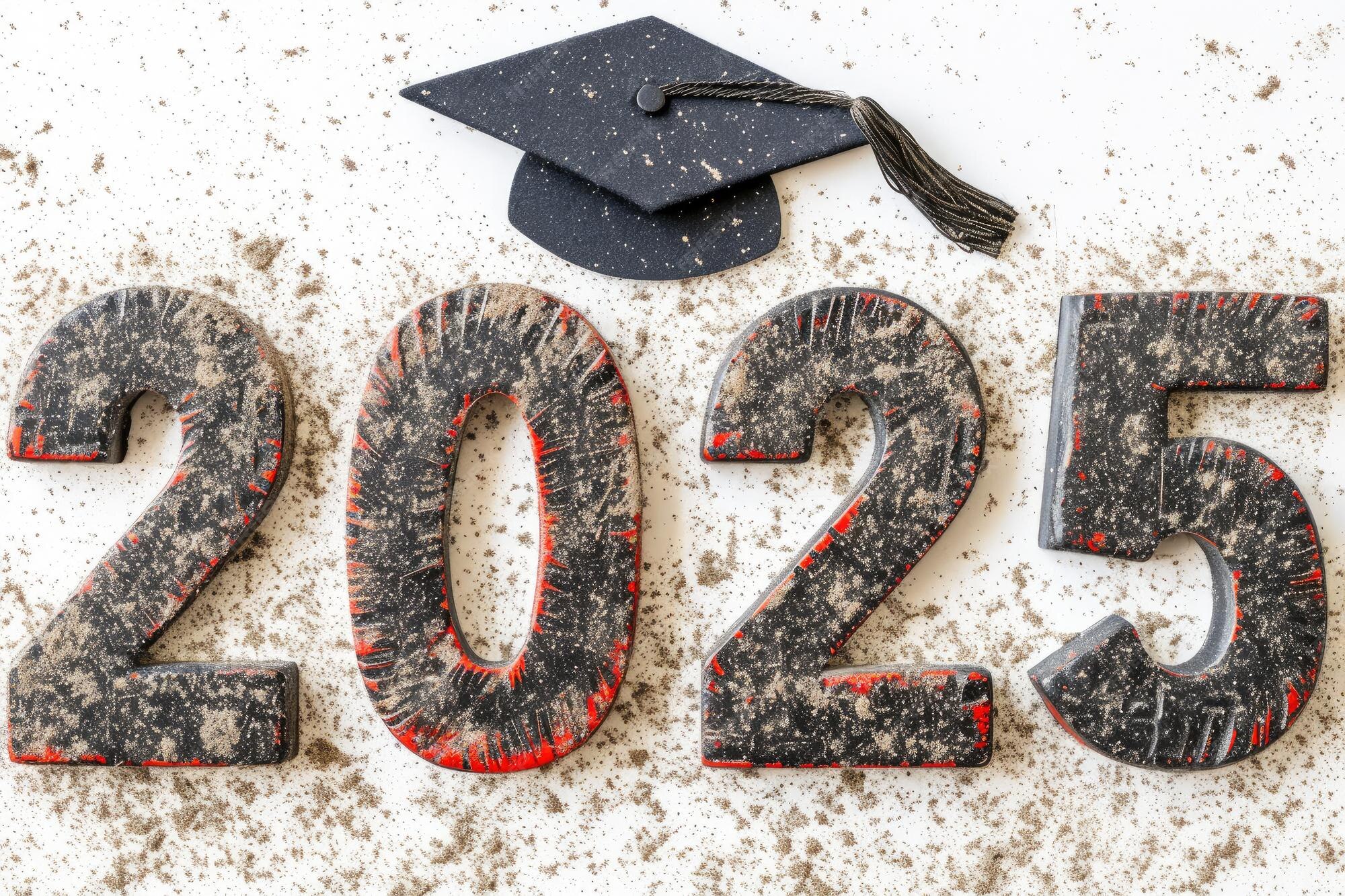 Premium Photo Elegant 2025 Gold Text with Grad Cap
