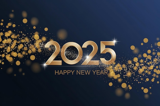 elegant 2025 happy new year with gold sparkles and bokeh
