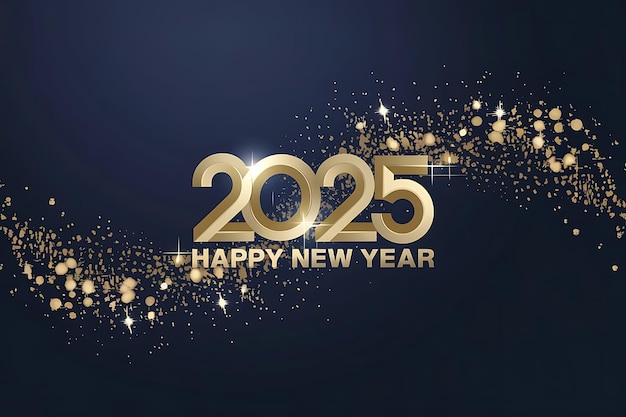 elegant 2025 happy new year with gold sparkles and bokeh