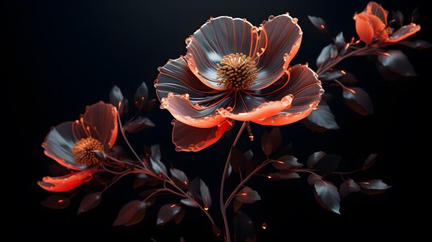 Elegant 3D Flowers on a Dark Background