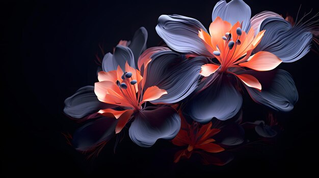 Elegant 3D Flowers on a Dark Background