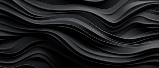 Elegant 3D render of black wavy patterns creating a sense of movement and energy on a dark background AI Generative