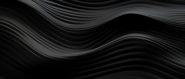 Photo elegant 3d render of black wavy patterns creating a sense of movement and energy on a dark background ai generative
