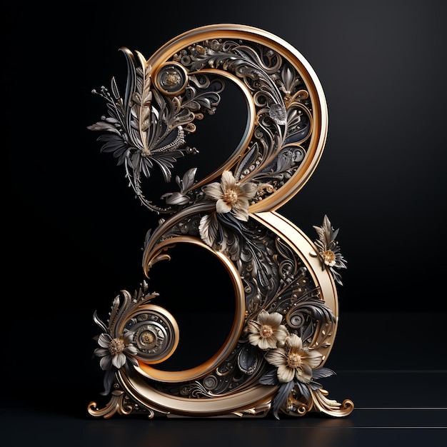 Elegant 3D Rendered Numbers and Letters in Luxurious Expensive Materials for HighEnd Decorative