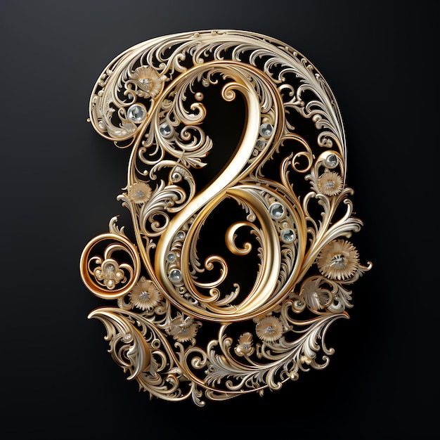 Elegant 3D Rendered Numbers and Letters in Luxurious Expensive Materials for HighEnd Decorative