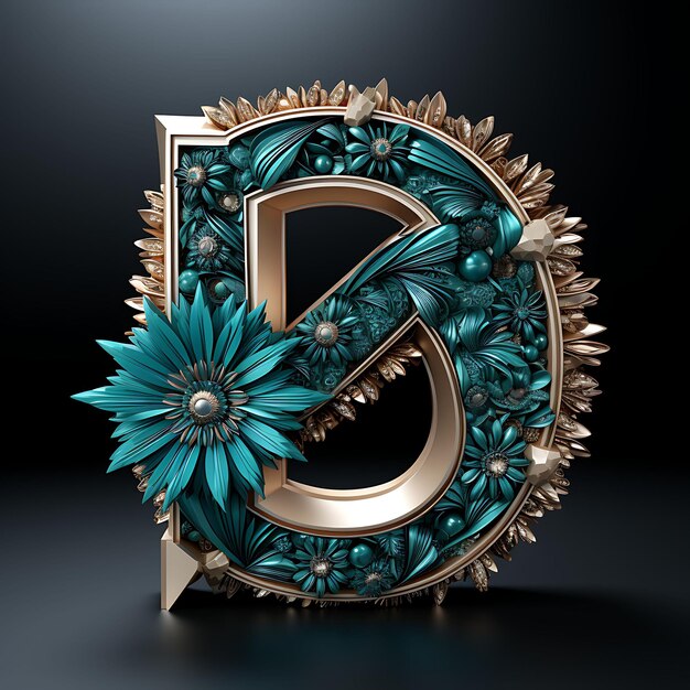 Elegant 3d rendered numbers and letters in luxurious expensive materials for highend decorative