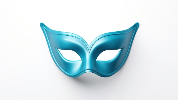 Photo elegant 3d turquoise carnival mask on clean white background festive party concept