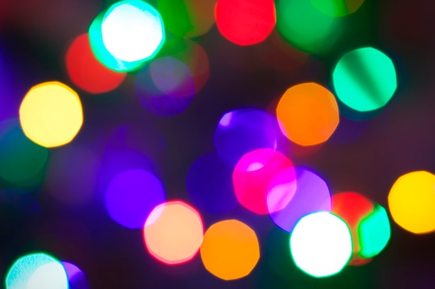 Foto elegante sfondo astratto con luci sfocate bokeh. bokeh circolare astratto di christmaslight