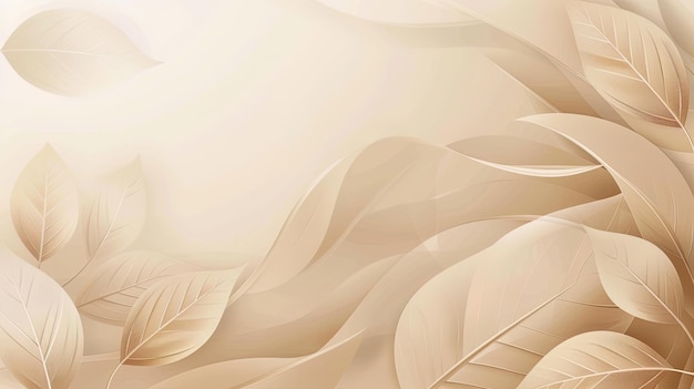 Elegant abstract beige background with golden leaves design