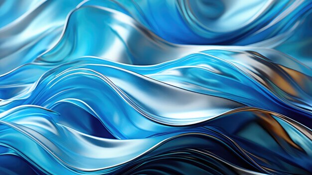 Elegant Abstract Blue and Silver Fluid Wave Texture