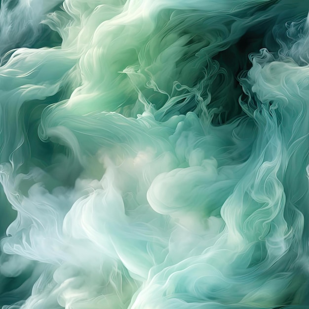 Elegant abstract design of green and blue smoke with flowing fabrics tiled