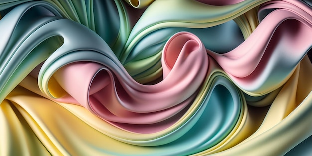Elegant abstract flowing satin silk fabric background pastel colours generative ai