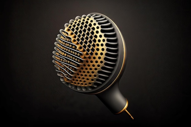 Elegant abstract speaker microphone on black background generative ai