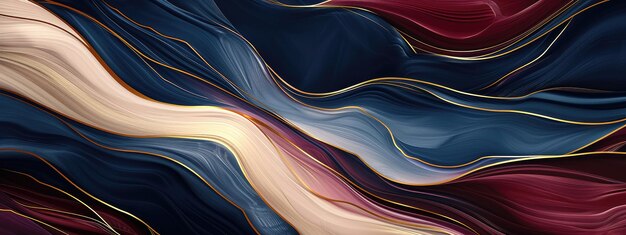 Elegant abstract wave background with a palette of navy blue maroon and gold