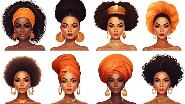 Photo elegant african american women with stylish hairstyles