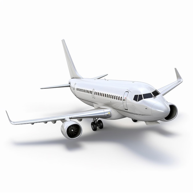 Photo elegant airborne white passenger plane on white background