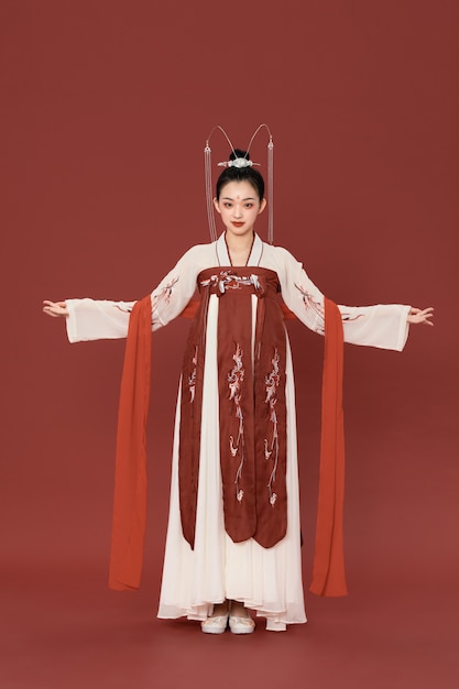 사진 우아한 고대 매력 hanfu 중국 스타일의 아름다움