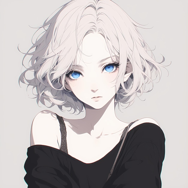 Elegant Anime Girl with Blue Eyes