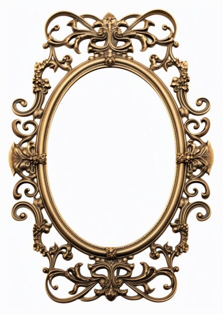 Photo elegant antique brass picture frame with intricate bow detailing