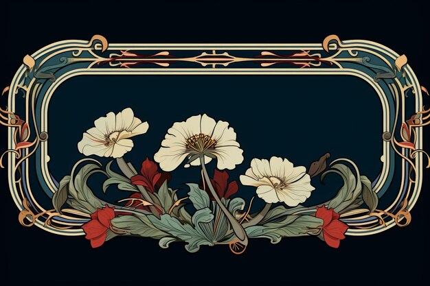 Elegant Art Deco Floral Border A Fusion of Nature's Beauty and Vintage Glamour