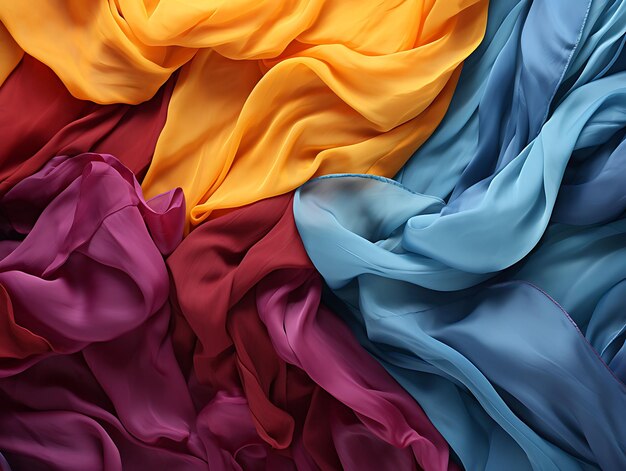 Photo elegant background sari silk paper vibrant and blank colorful silk fabric backg creative concept