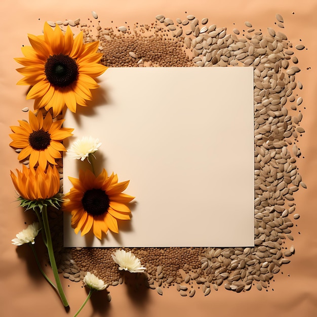 Photo elegant background seeded paper recycled with embedded seeds and blank natural creative concept