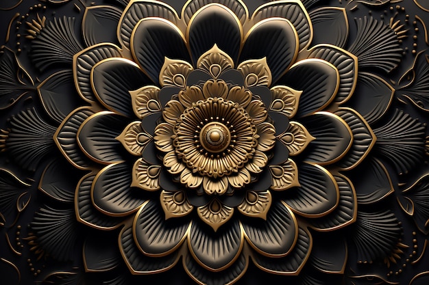 Elegant background with a decorative gold and black mandala design