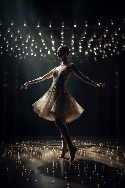 Elegant ballerina in dance pose created with generative AI