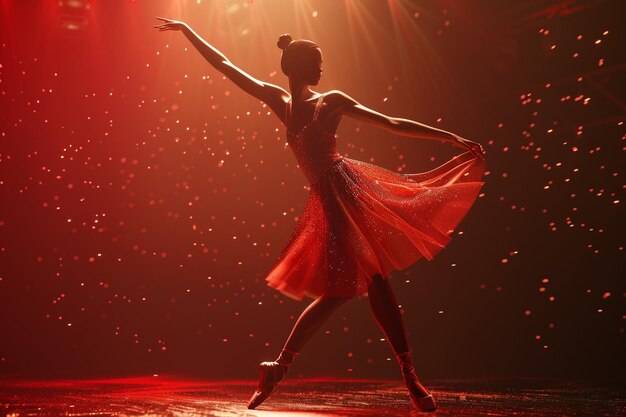 Фото Элегантная балетная танцовщица грациозно выступает на сцене
