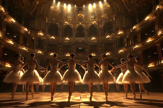 Elegant ballet performances in grand theaters