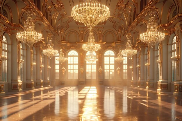 Photo elegant ballroom adorned with sparkling chandelier