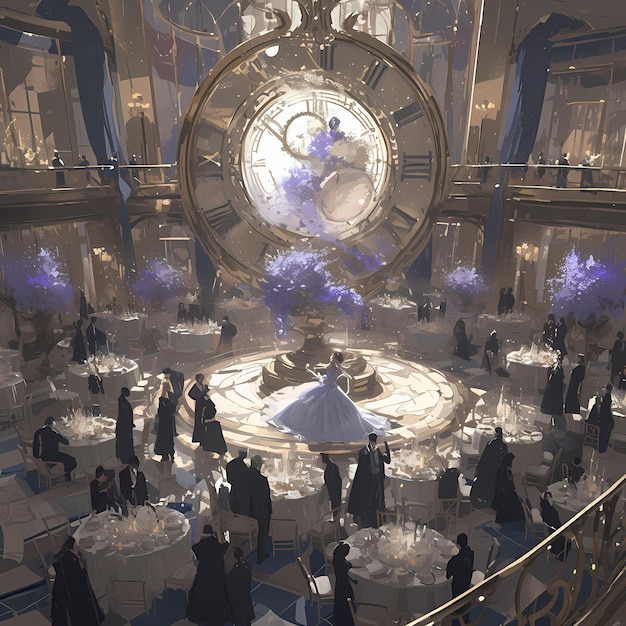 Photo elegant ballroom gathering with grand clock