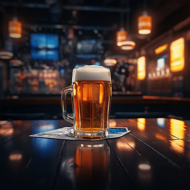 Foto bar elegante con birra fredda