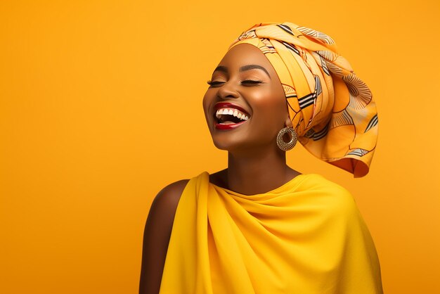 Elegant bare young african american female in studio