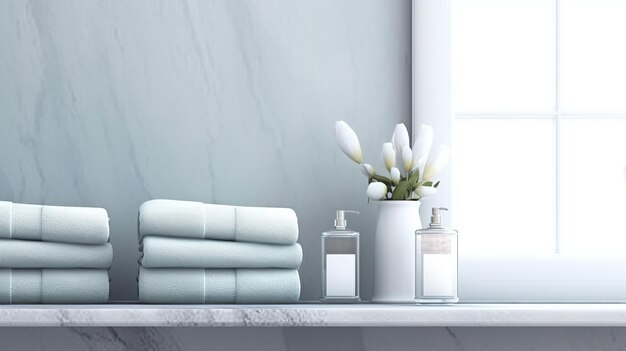 Фото Элегантный декор ванной с свежими цветами