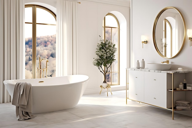 Elegant Bathroom Interior Design 3D Rendering