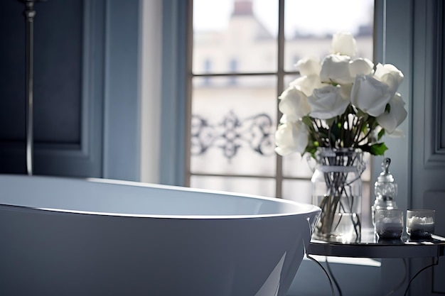 Элегантный дизайн интерьера ванной комнаты 3D рендеринг