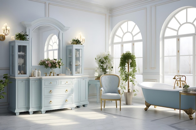 Elegant Bathroom Interior Design 3D Rendering