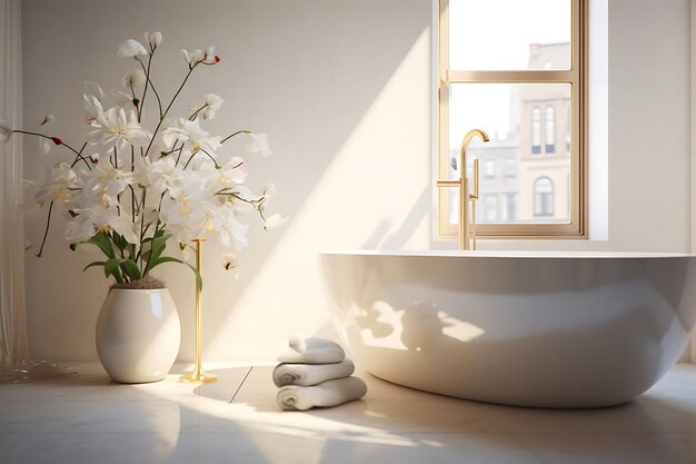 Photo elegant bathroom interior design 3d rendering