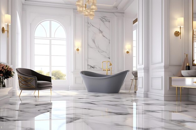 Elegant bathroom interior design 3d rendering