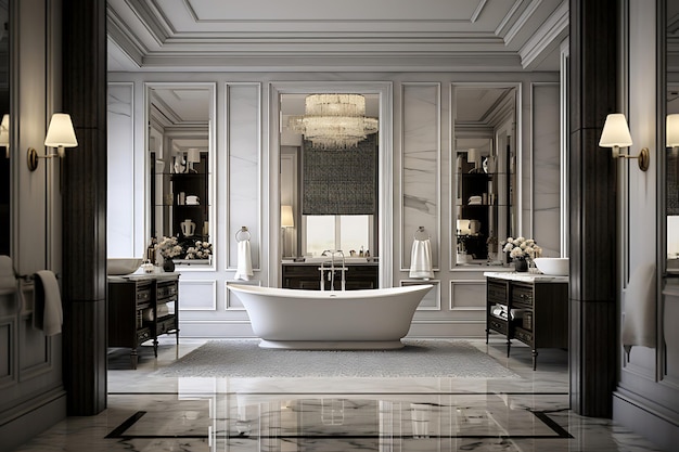 Foto elegante bagno interior design rendering 3d
