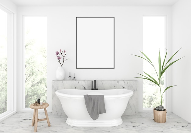 Elegant bathroom with vertical frame